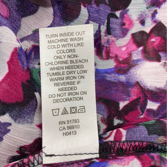 Studio Y Floral Tank SZ M Lacy Back Lightweight Flowy Polyester Pink Black EUC - Picture 9 of 11